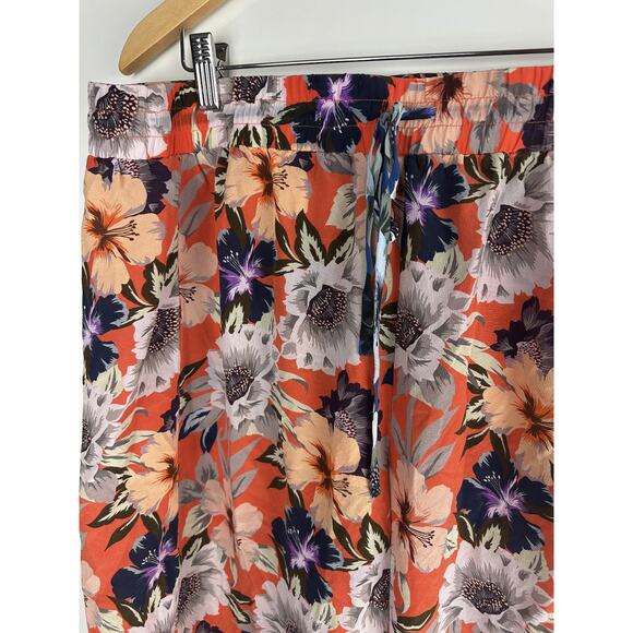 Johnny Was x Jade Silk Wide Leg Poonam Tropical Floral Crop Pants Sheer Size XL - Picture 13 of 14